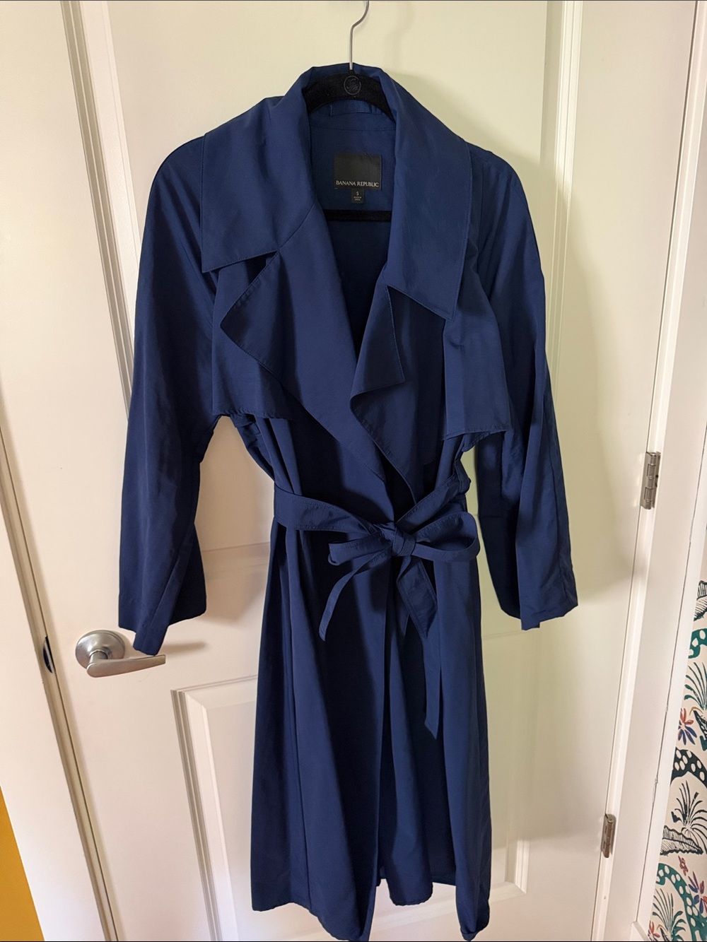 Banana Republic Navy Drape Front Trench Coat Sz. S